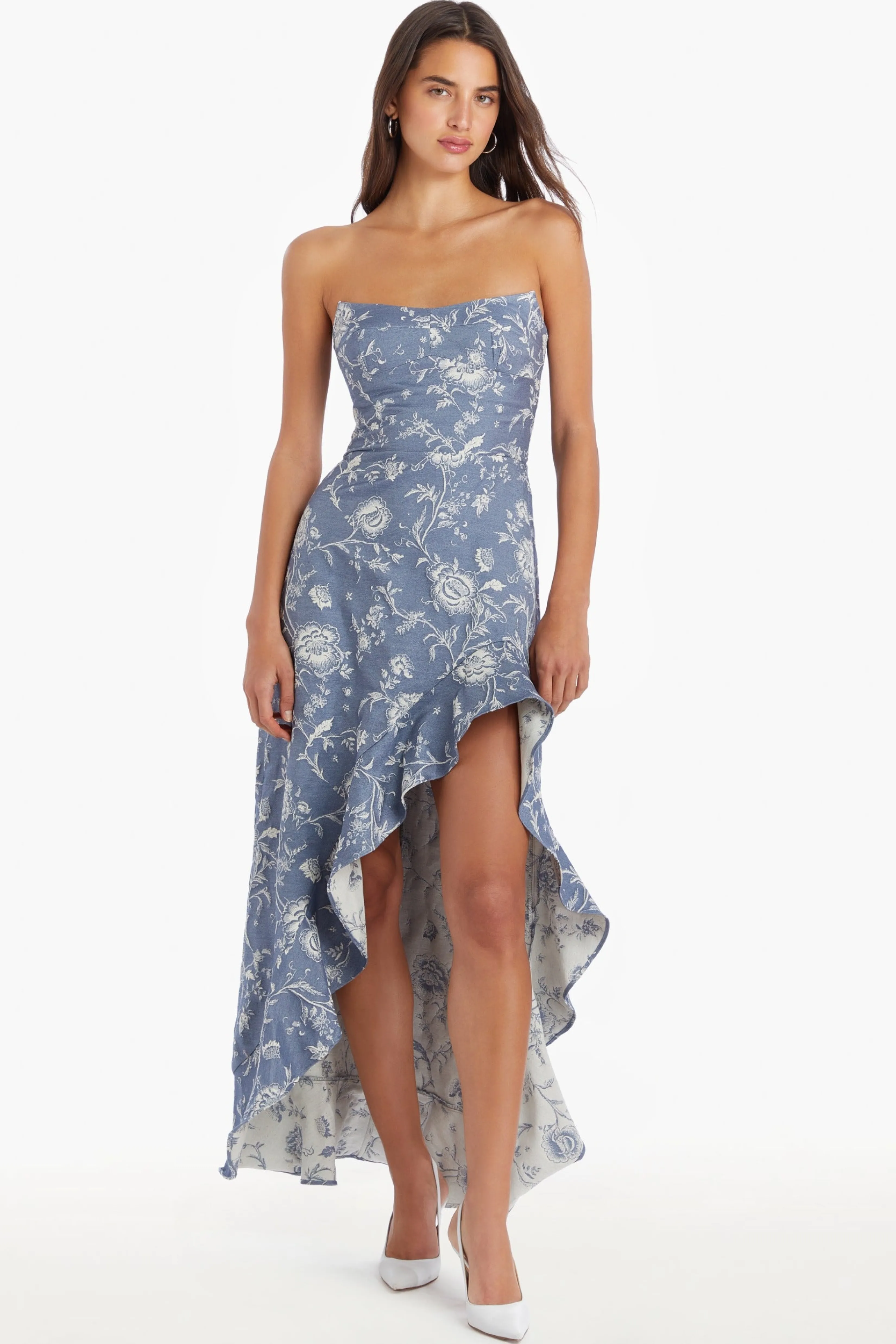 Best Sale Amanda Uprichard Alyse Dress DenimBrocade