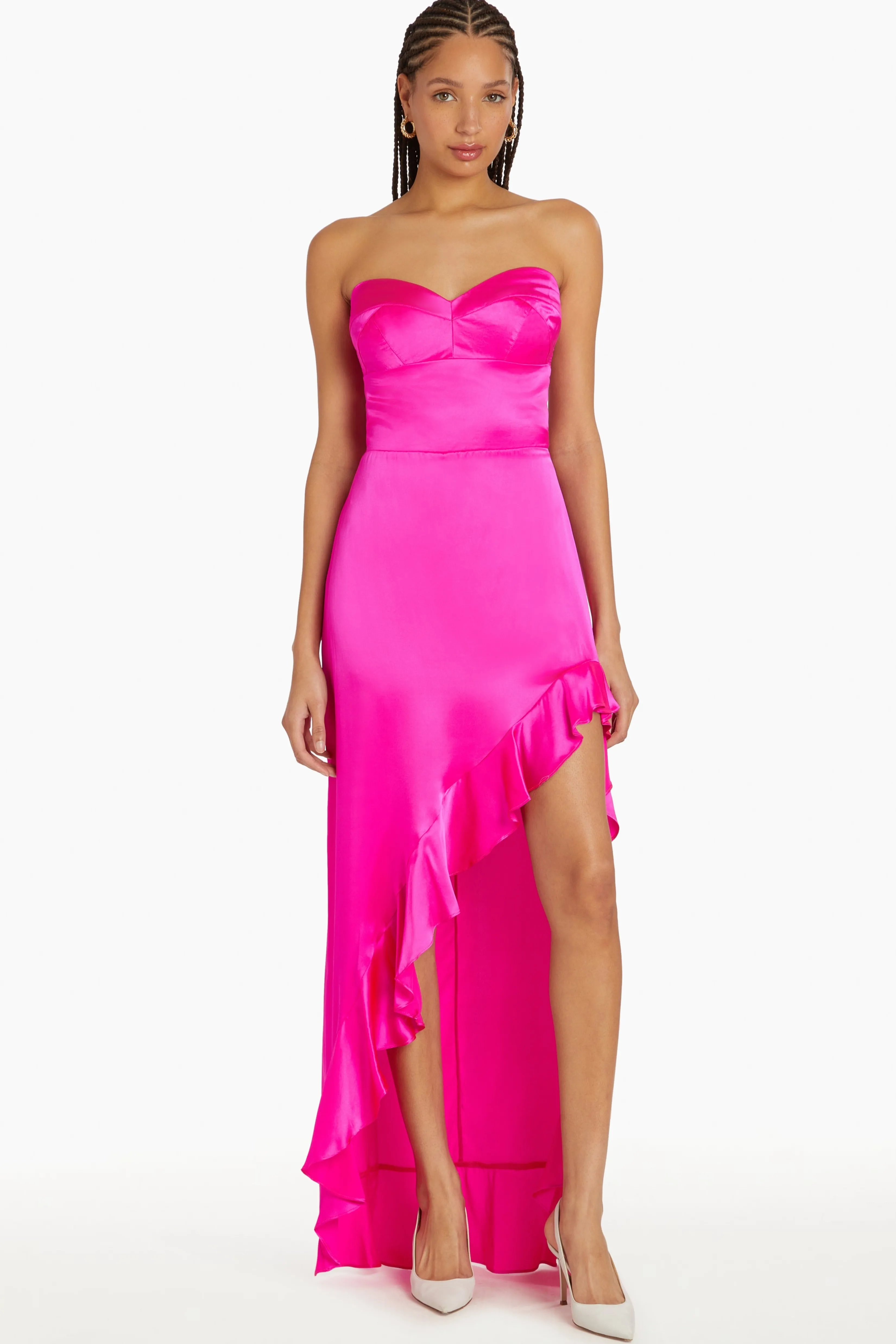 Online Amanda Uprichard Amalia Silk Gown HotPinkLight