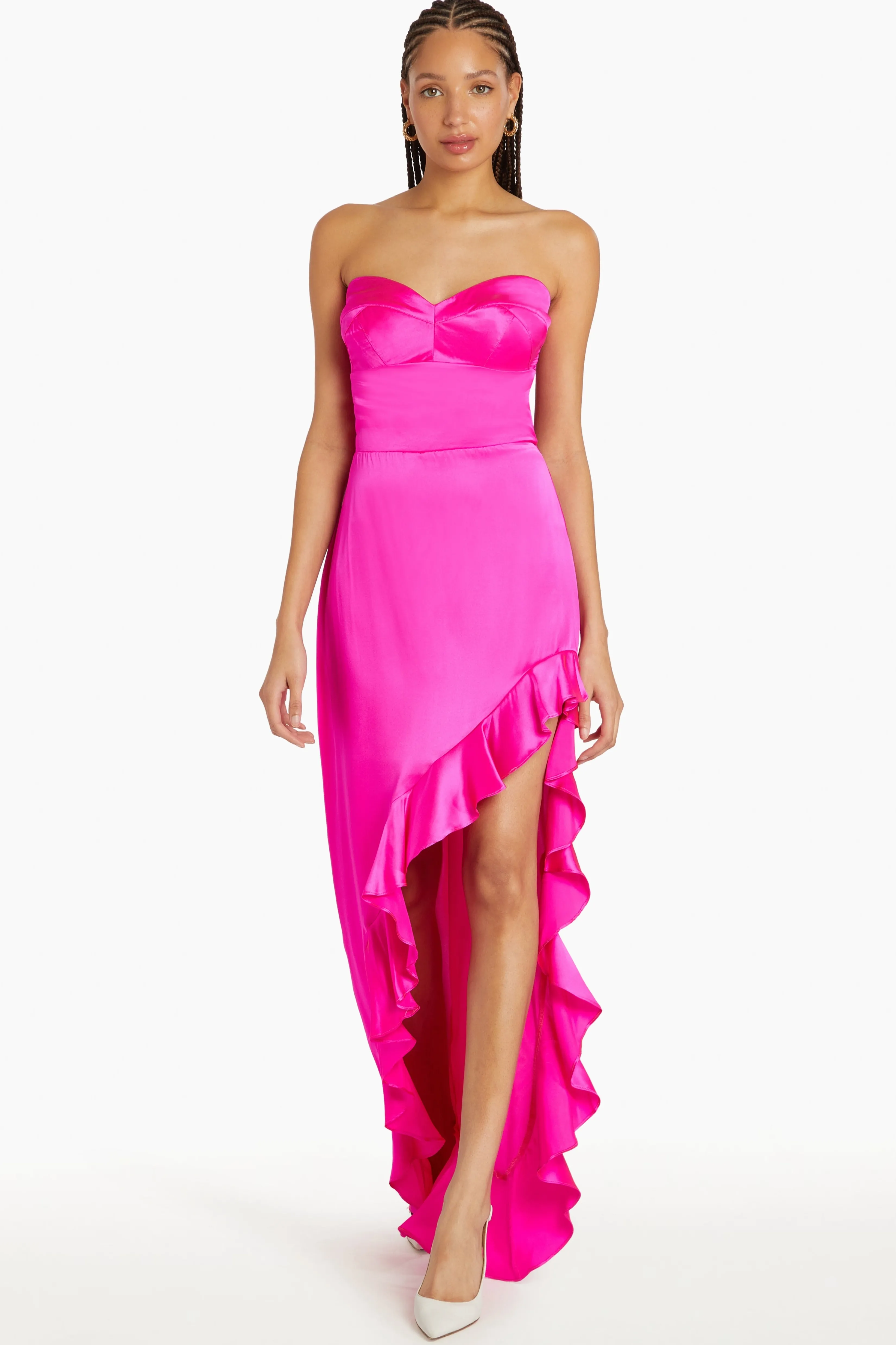 Online Amanda Uprichard Amalia Silk Gown HotPinkLight