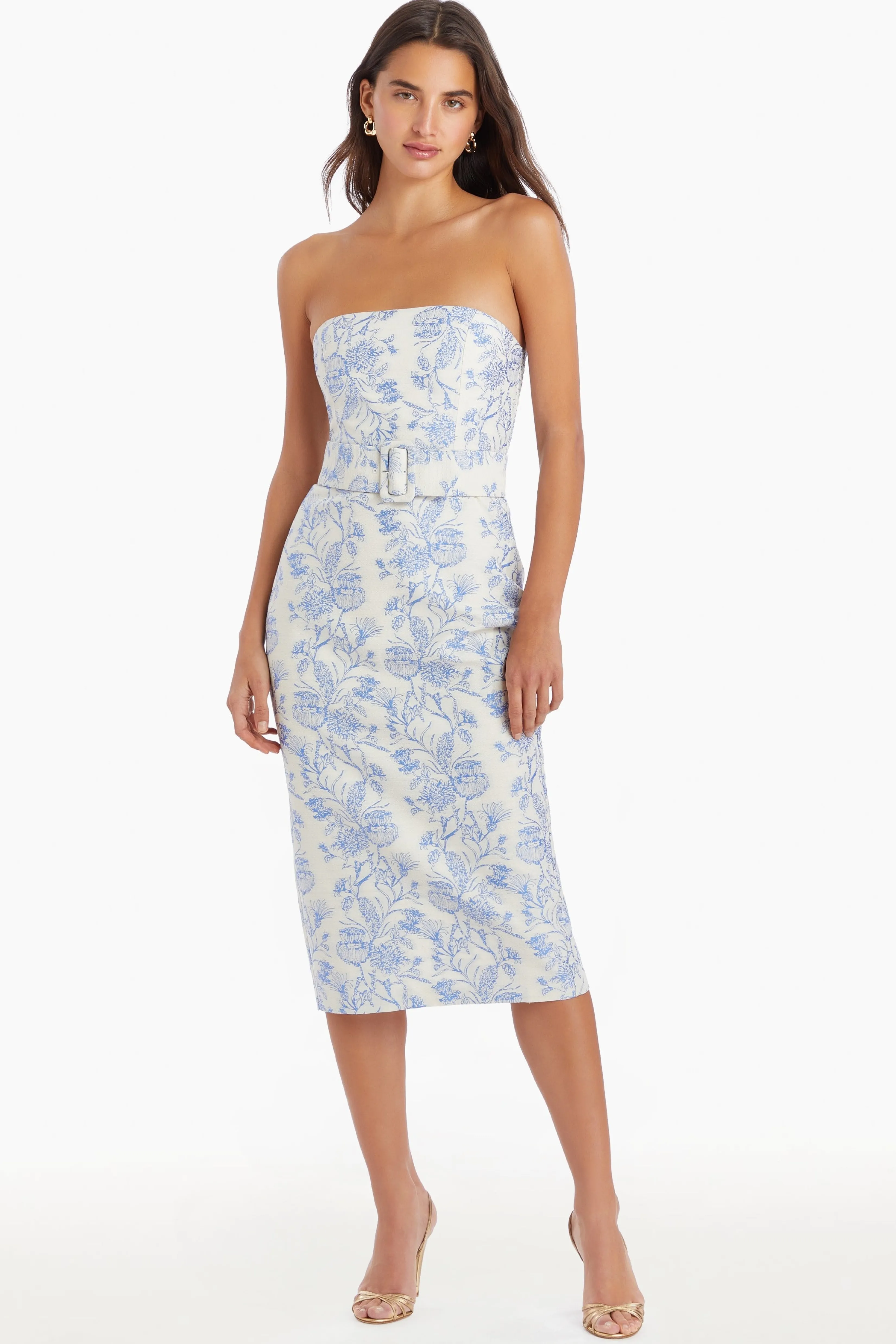 Best Sale Amanda Uprichard Fae Midi Dress In Toile Brocade EnglishBlue