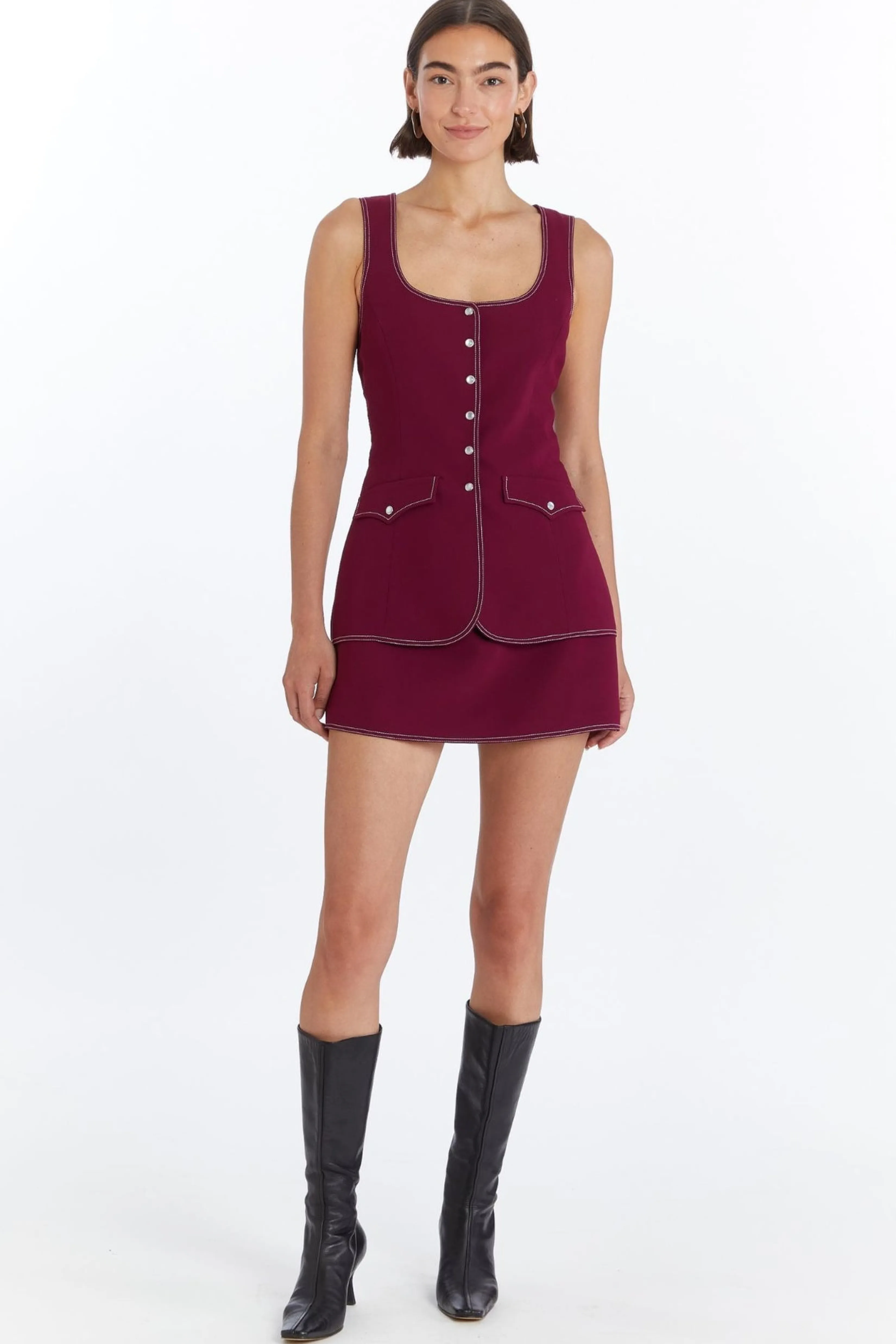 Store Amanda Uprichard Kya Western Romper Syrah