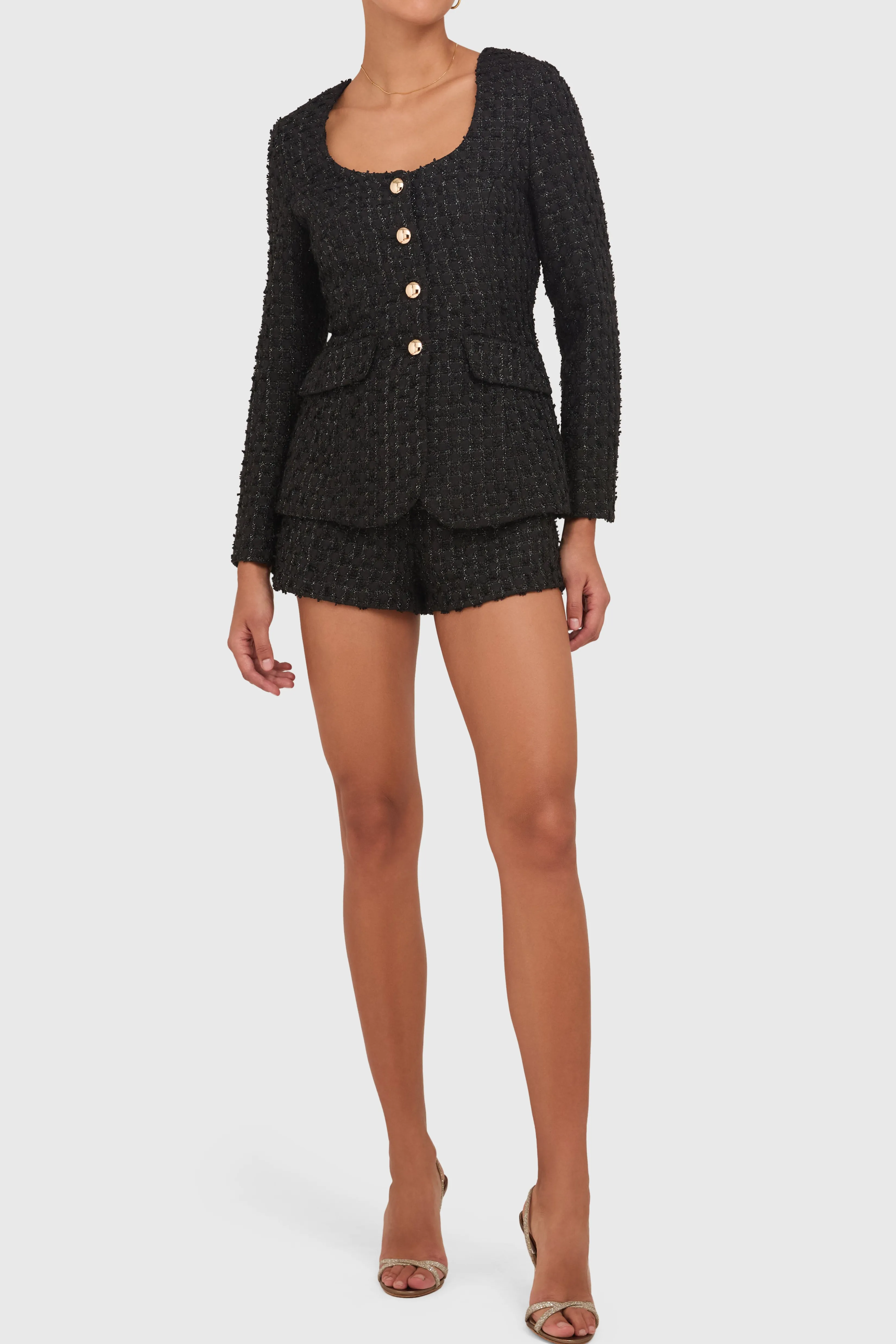 Outlet Amanda Uprichard Long Sleeve Kya Romper Black