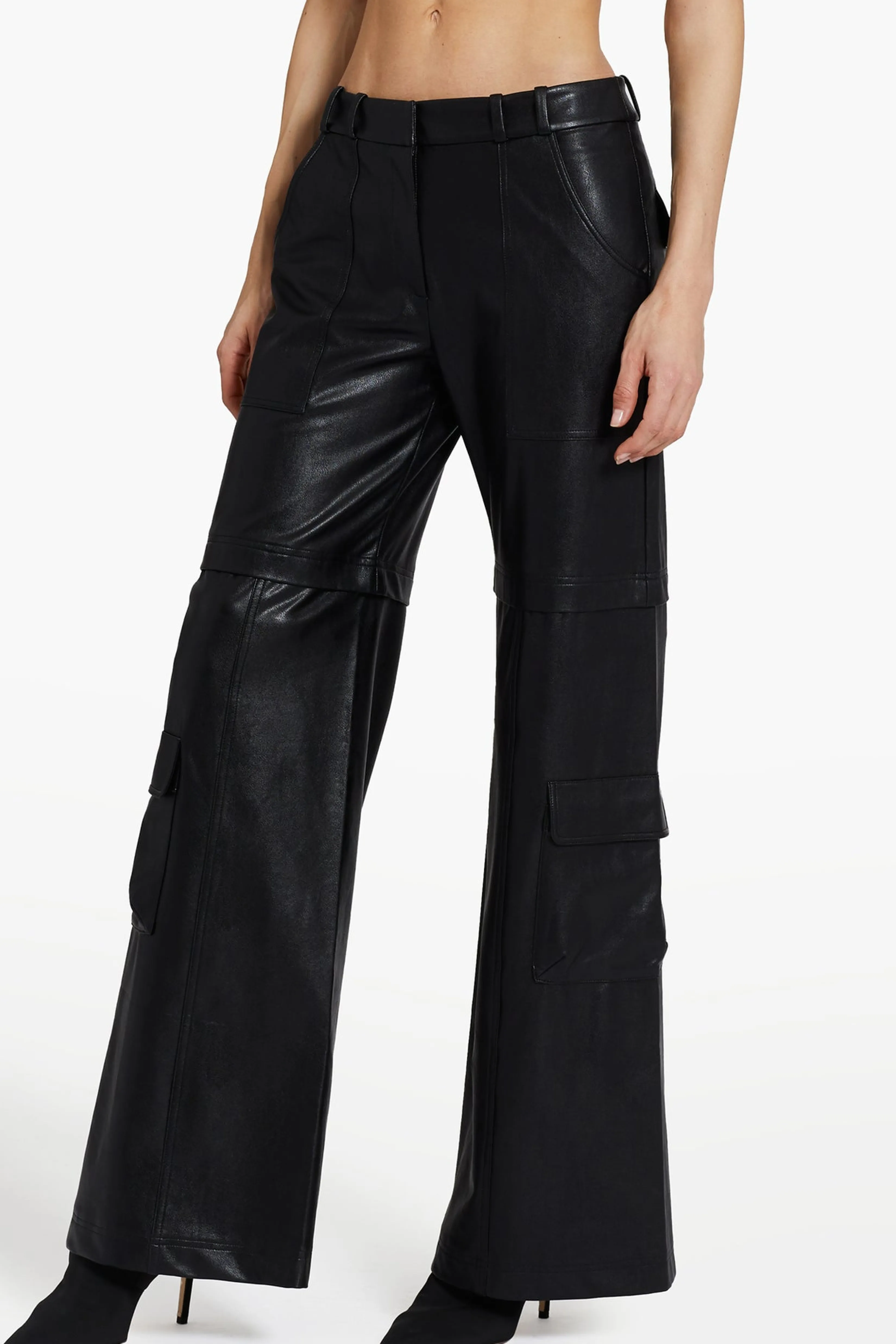 New Amanda Uprichard Lucas Pants in Faux Leather Black