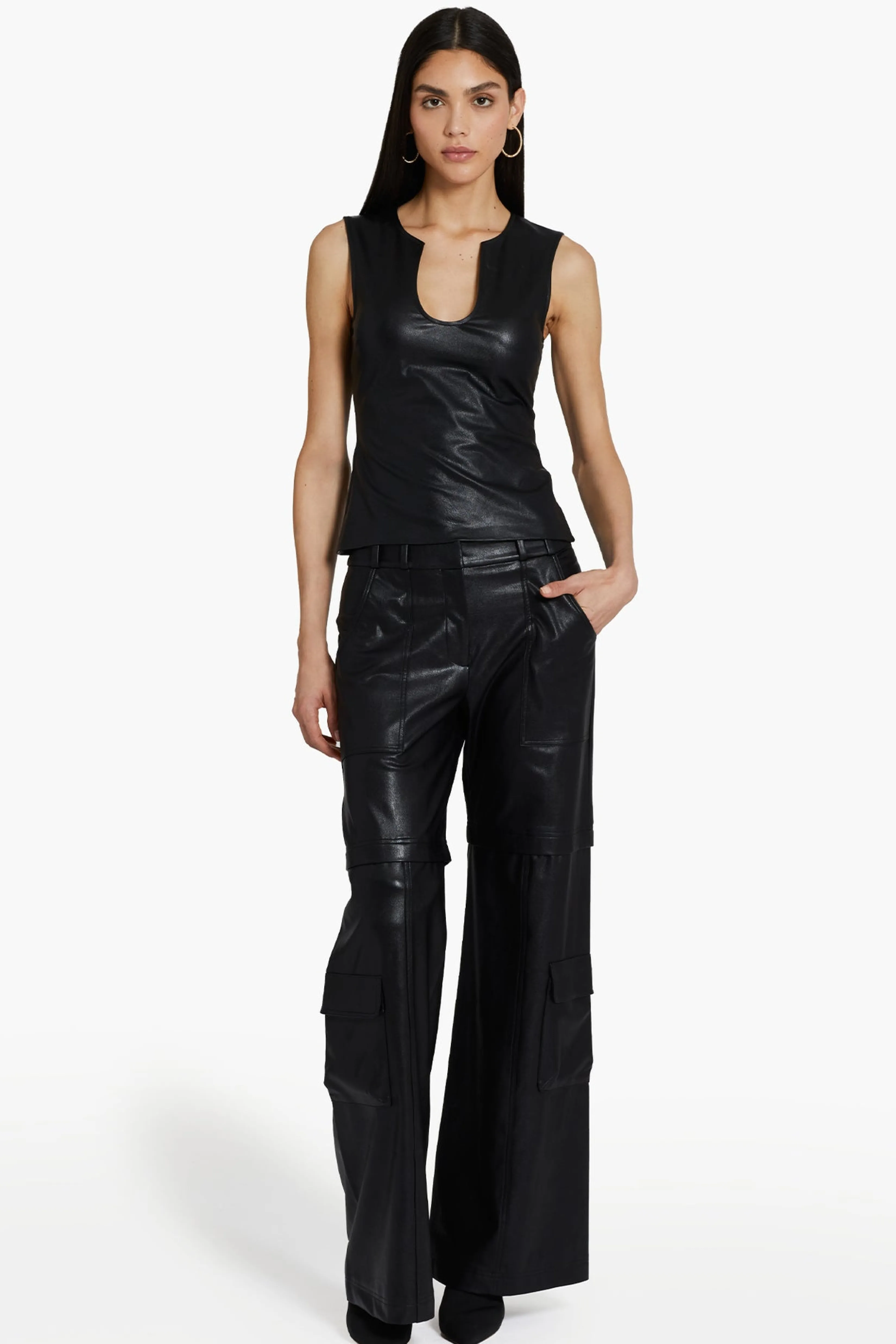 New Amanda Uprichard Lucas Pants in Faux Leather Black