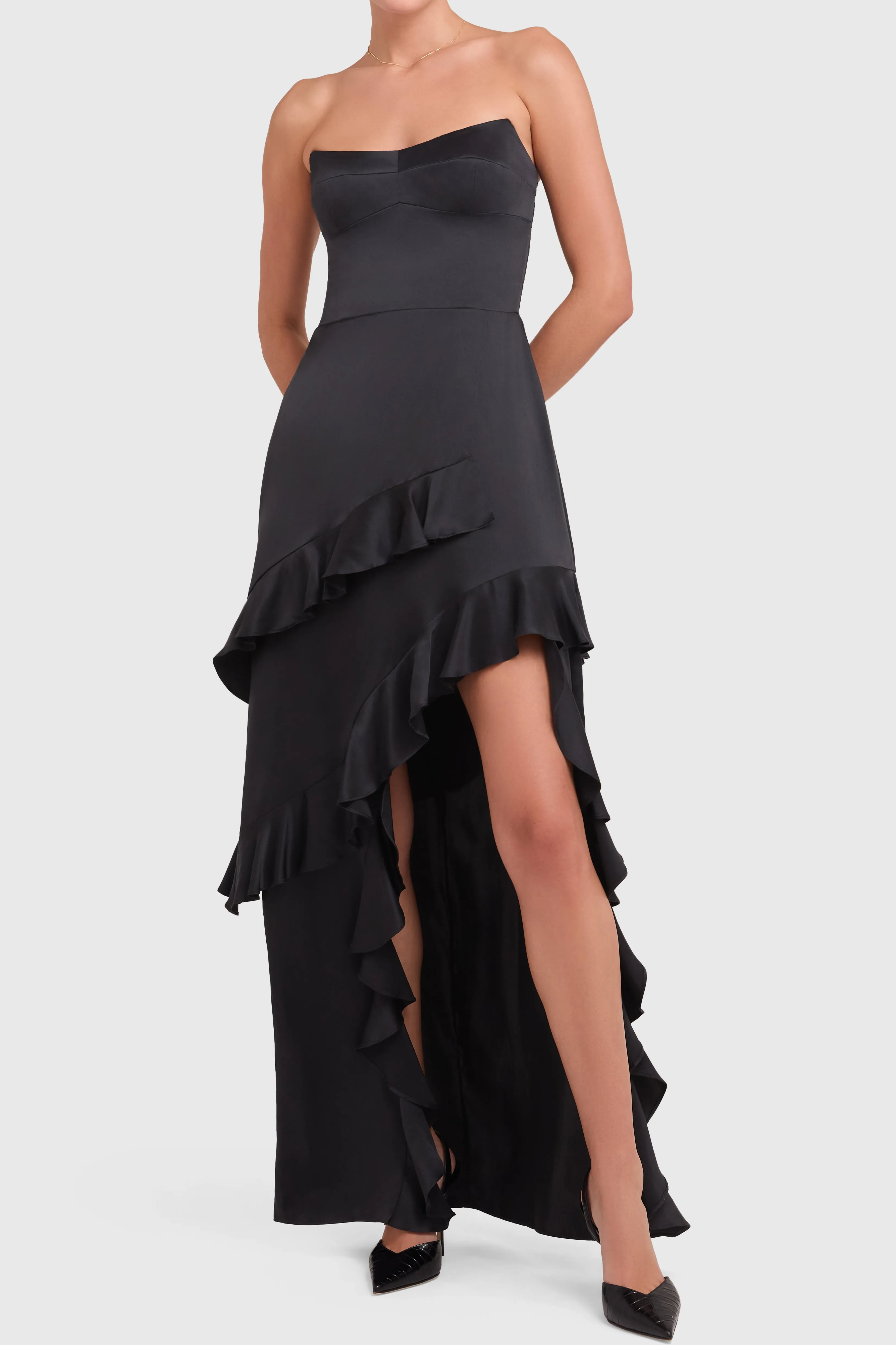 New Amanda Uprichard Magnolia Silk Maxi Black