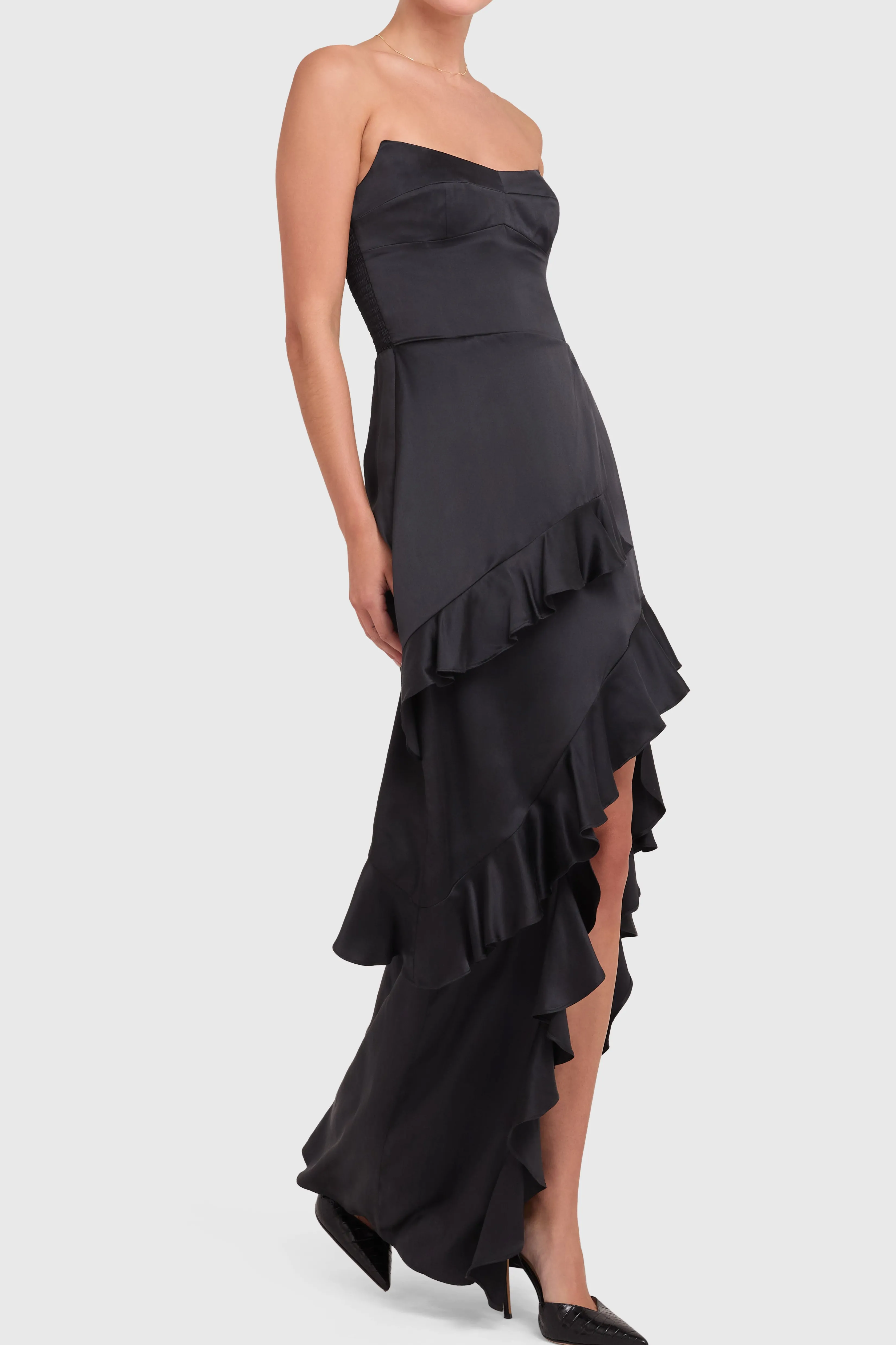 New Amanda Uprichard Magnolia Silk Maxi Black