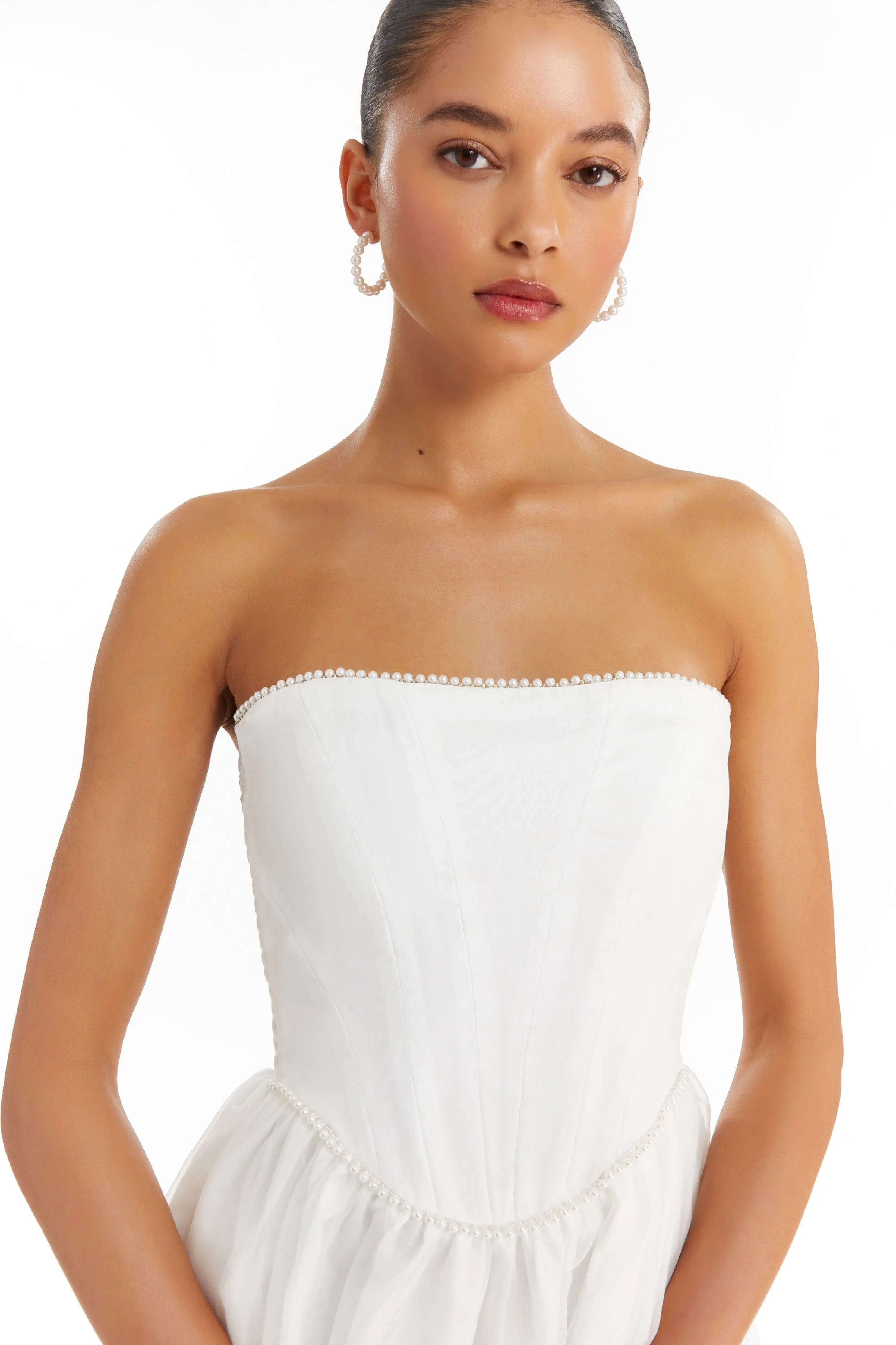 Discount Amanda Uprichard Pompeo Dress with Pearl Trim White