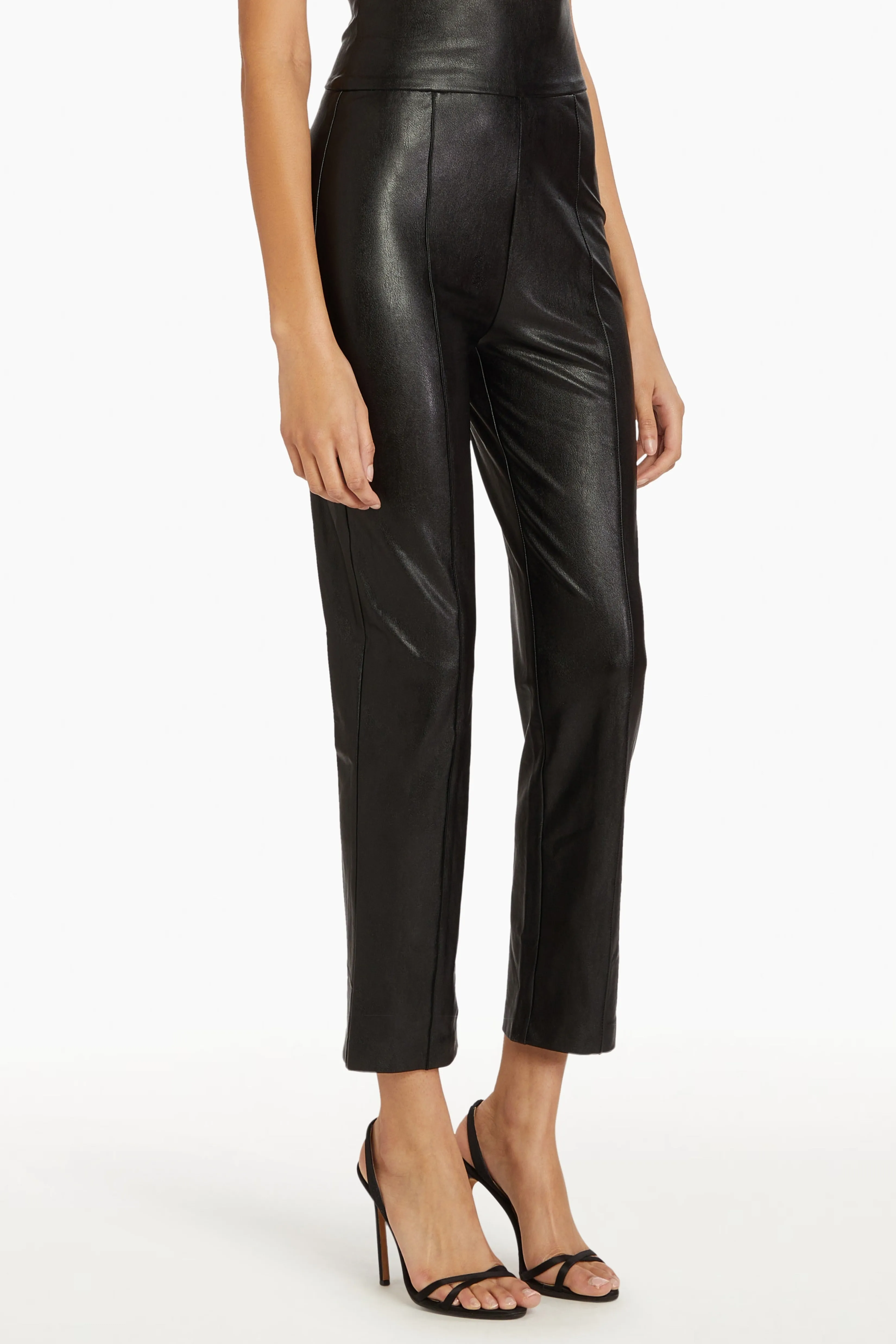 Outlet Amanda Uprichard Romana Pants in Faux Leather Black