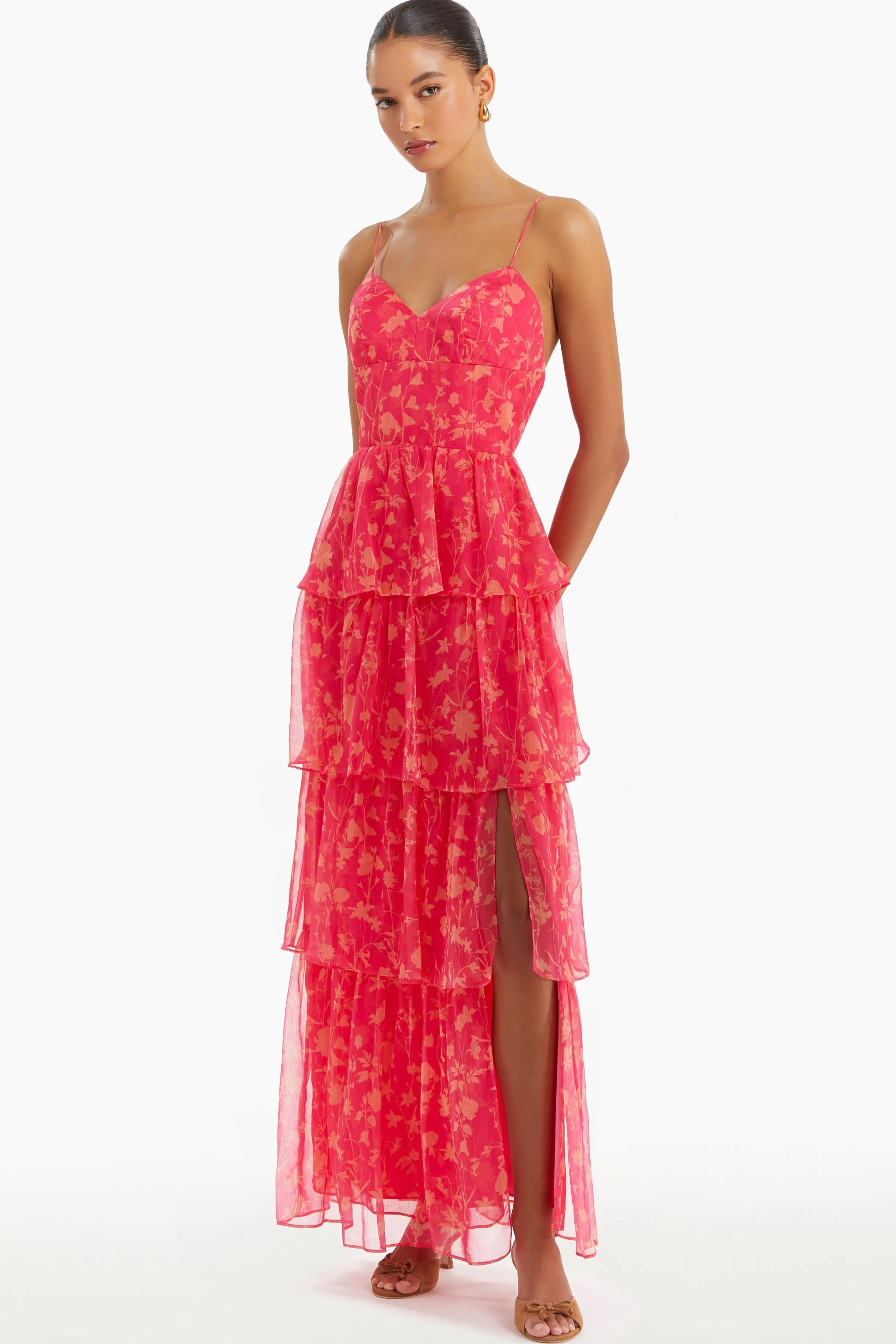 New Amanda Uprichard Thaddea Maxi Dress in Print Brookside